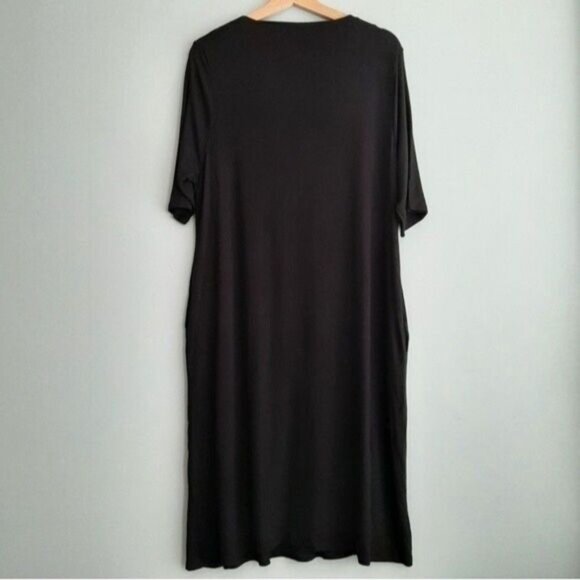 ZENANA PREMIUM T-shirt Dress Midi Minimalist Black Sz M - Picture 8 of 10
